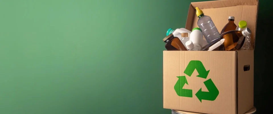 üstünde geri dönüşüm simgesi olan koli